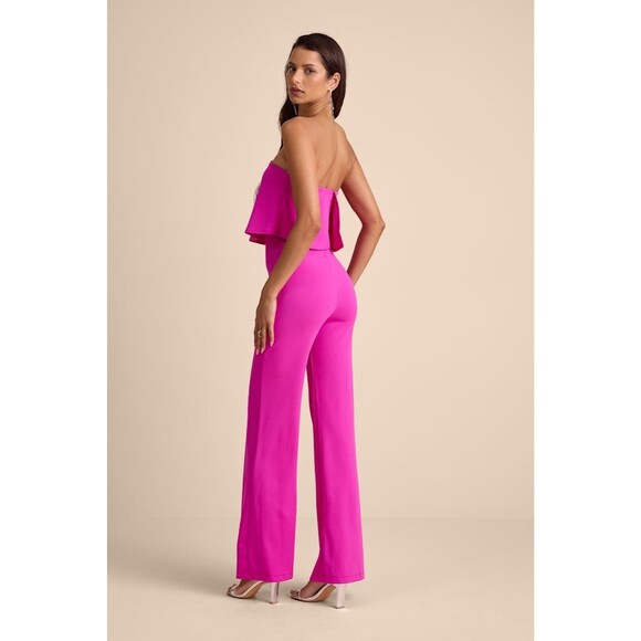 Lulus Power of Love Jumpsuit Women's XS Magenta Strapless NWOT - Picture 3 of 14